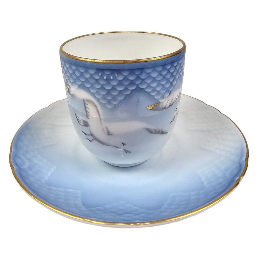 Bing & Grondahl Seagull‎ Teacup Saucer Set Gold Trim Danbury Mint 3309/460 Blue - Picture 2 of 9